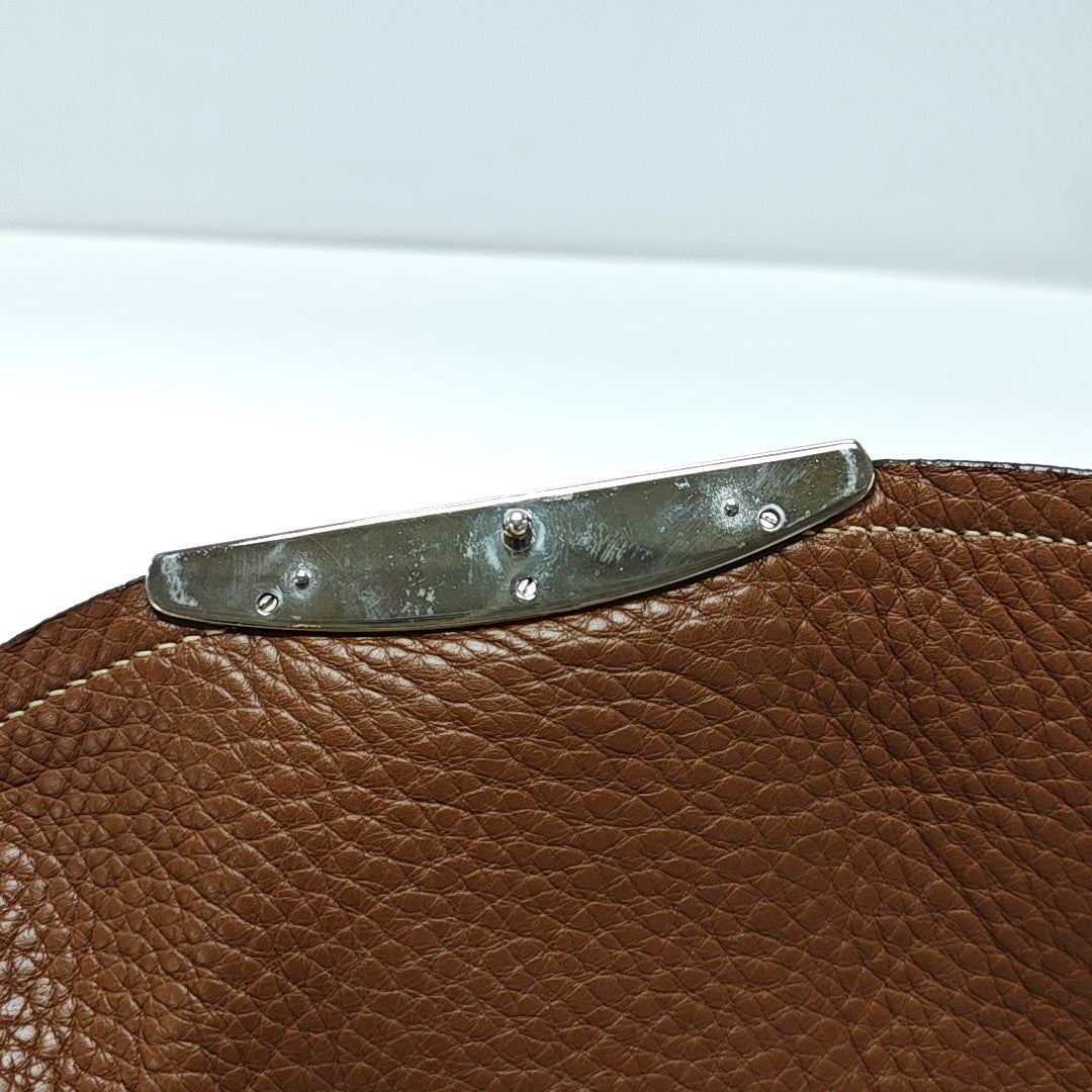 Calfskin Top Handle Bag Brown