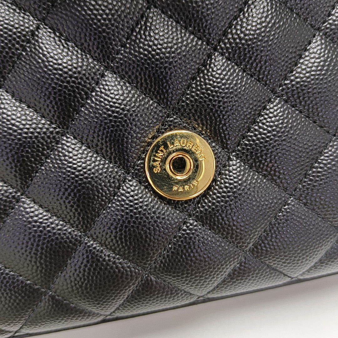 ENVELOPE Small Chevron Calfskin Black