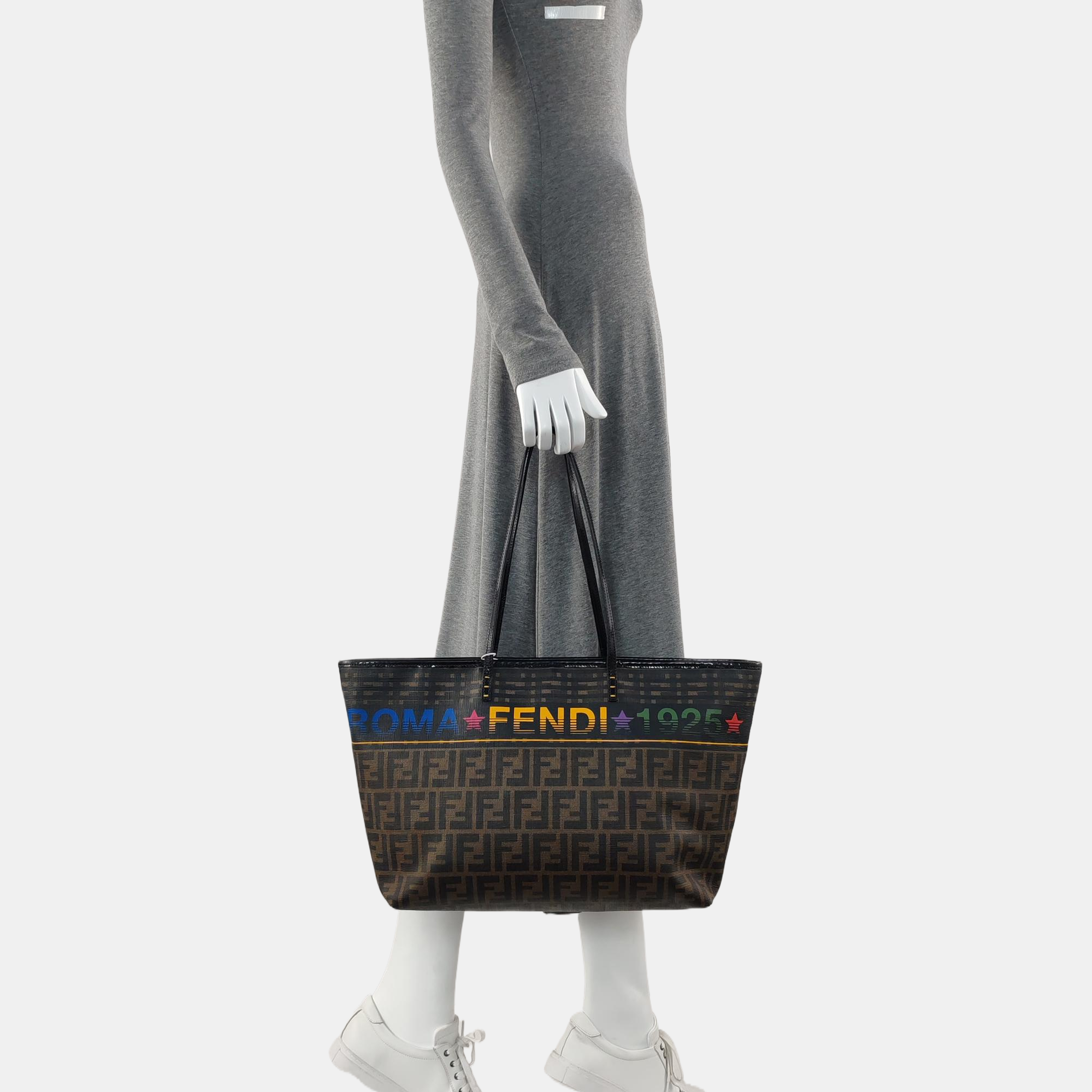 Coated Canvas Tote Bag Brown