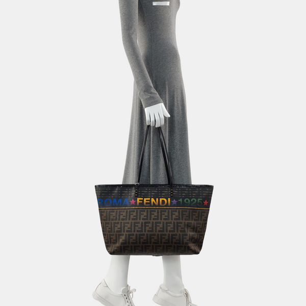 Coated Canvas Tote Bag Brown