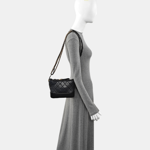 GABRIELLE Small Quilted Vintage Calf Black