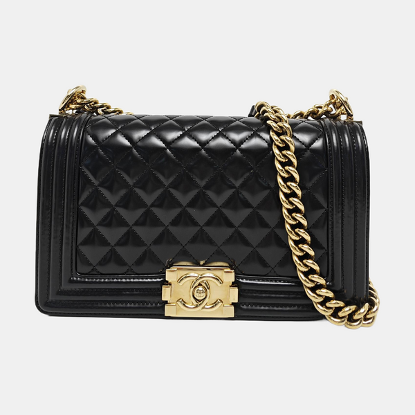 BOY CHANEL Medium Quilted Calfskin Black