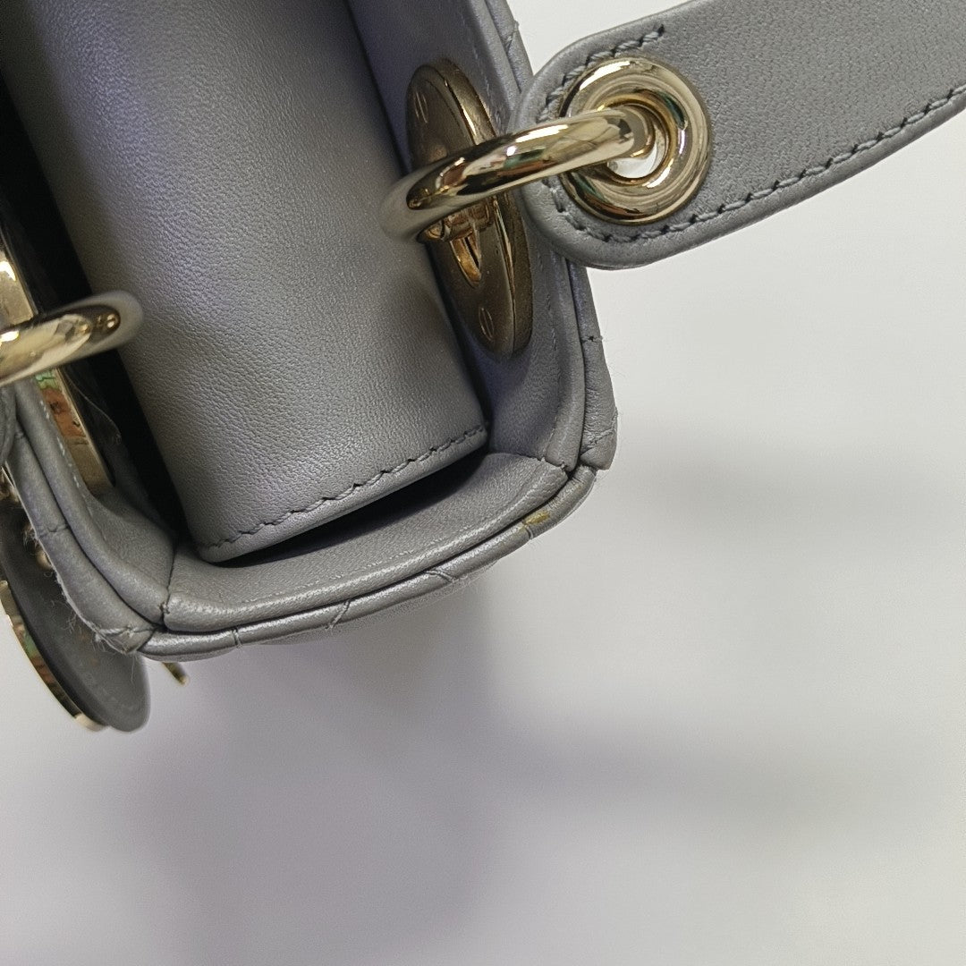 Lady Dior Mini Cannage Lambskin Gray