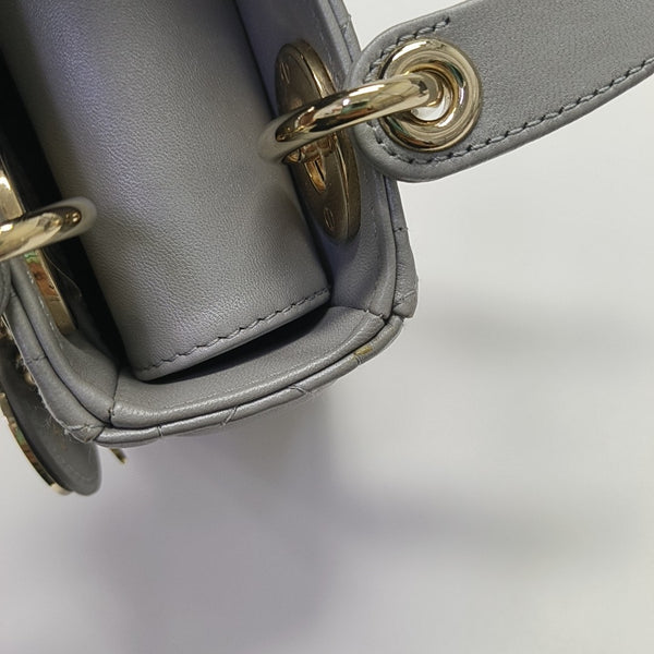Lady Dior Mini Cannage Lambskin Gray