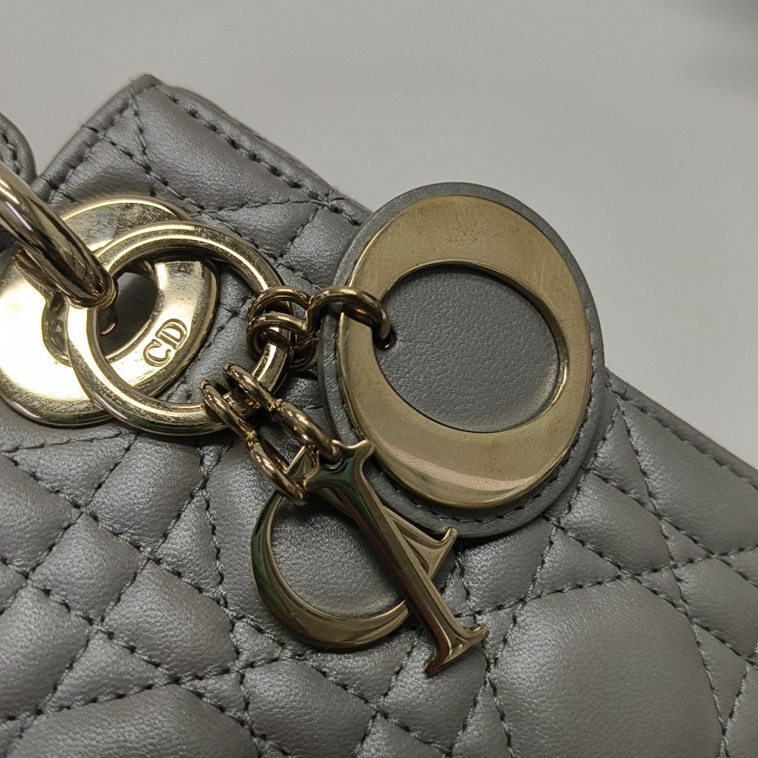 Lady Dior Mini Cannage Lambskin Gray