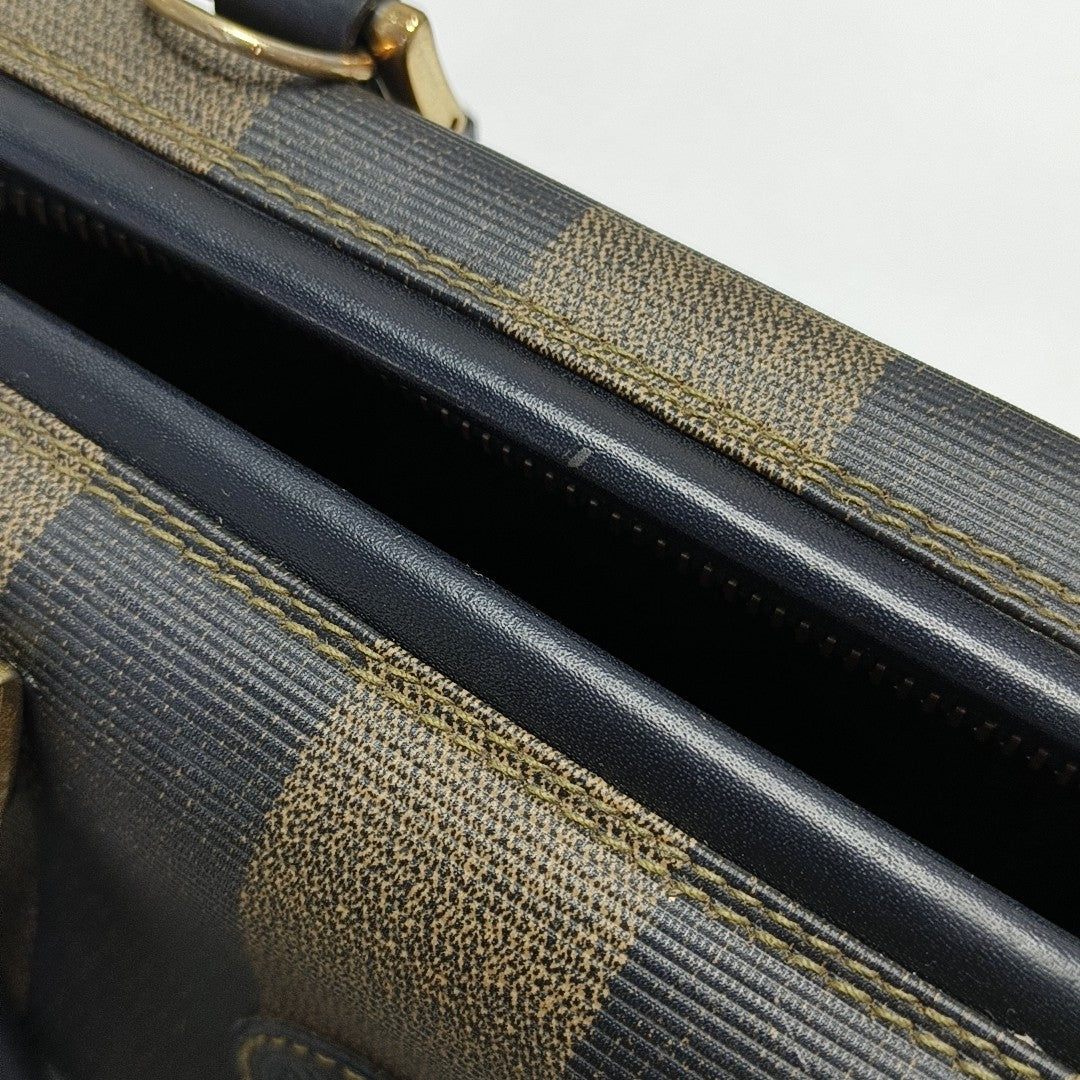 Coated Canvas Shoulder Bag Brown