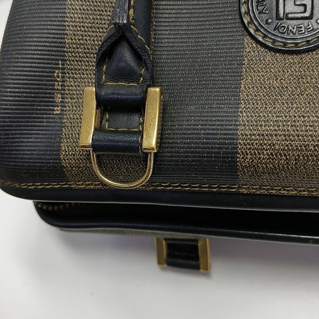 Coated Canvas Shoulder Bag Brown