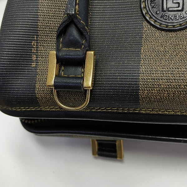 Coated Canvas Shoulder Bag Brown