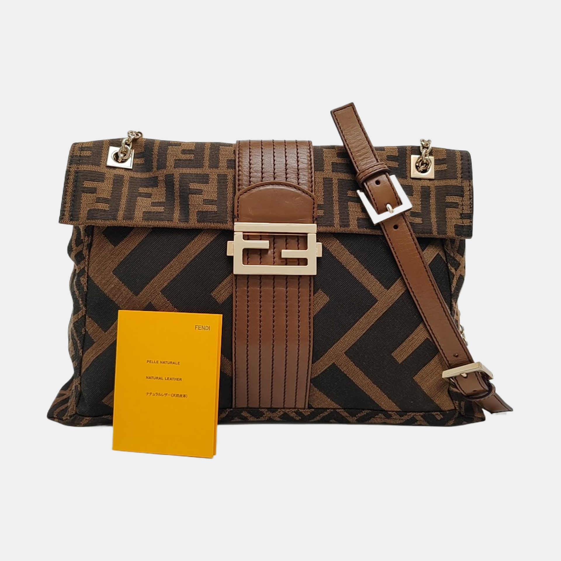 Quilted Canvas Shoulder Bag Brown