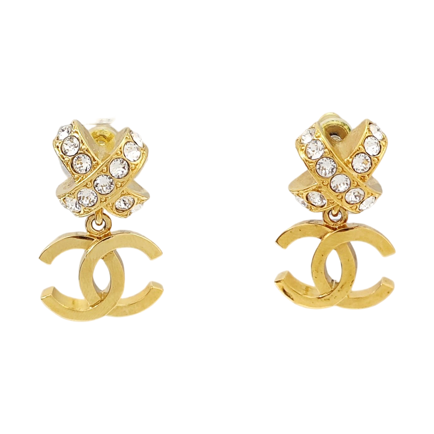 Authenticated pre-owned  Gold-tone Metal Synthetic Crystal Gold Earring - Earrings at Looply