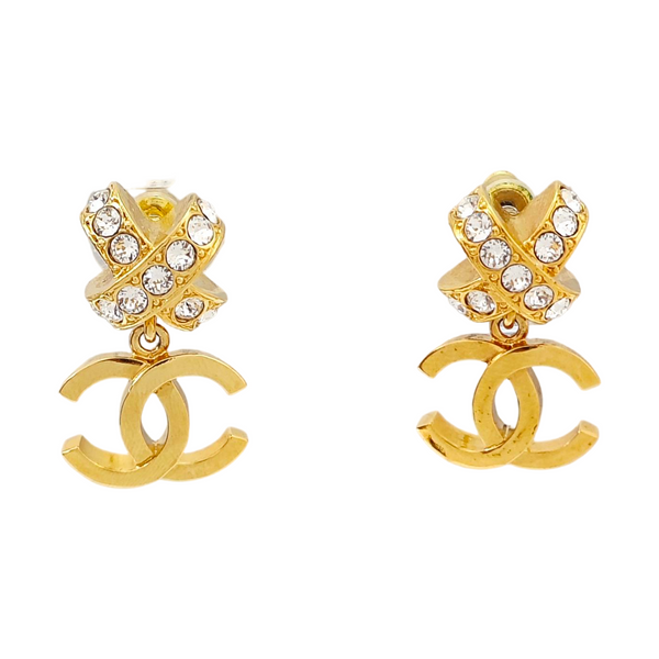 Authenticated pre-owned  Gold-tone Metal Synthetic Crystal Gold Earring - Earrings at Looply