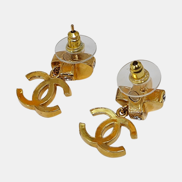Authenticated pre-owned  Gold-tone Metal Synthetic Crystal Gold Earring - Earrings at Looply