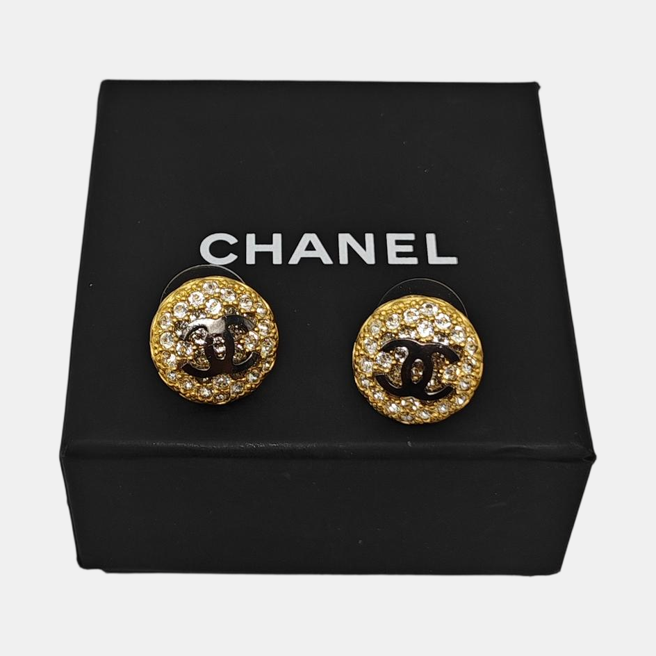 Authenticated pre-owned  Gold-tone Metal Synthetic Crystal Gold Earring - Earrings at Looply