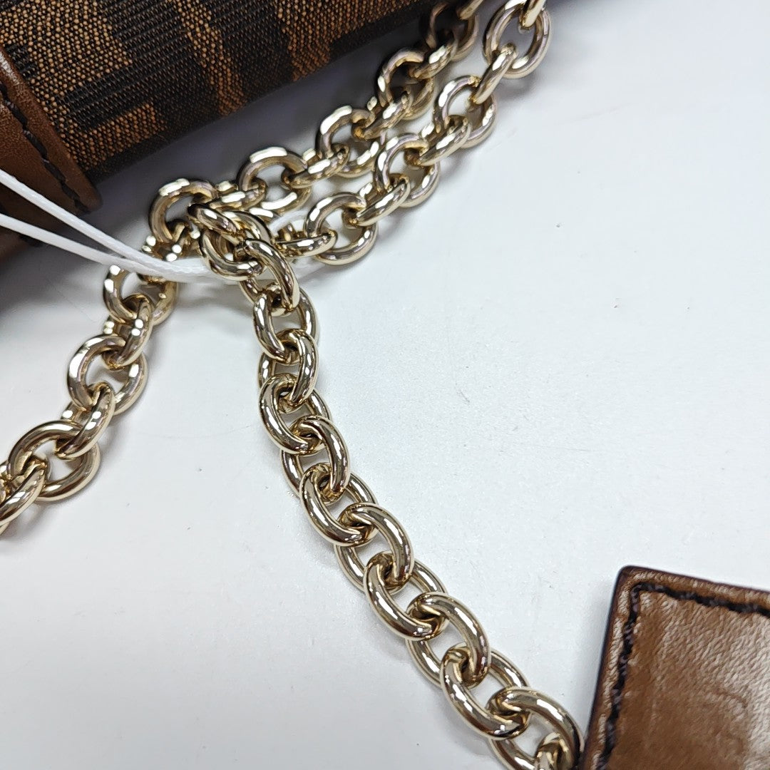 Quilted Canvas Shoulder Bag Brown