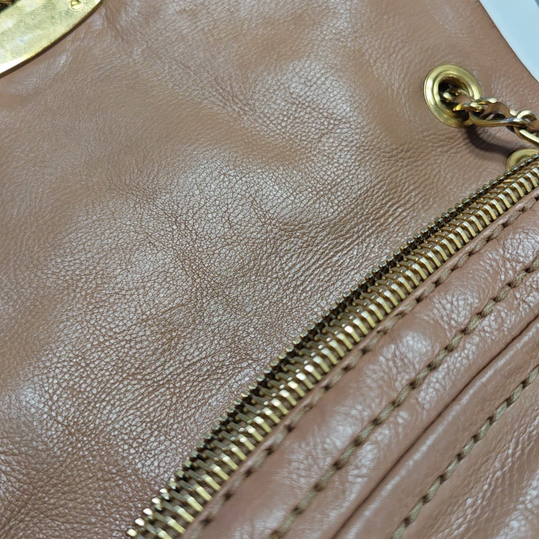 Calfskin Shoulder Bag Brown