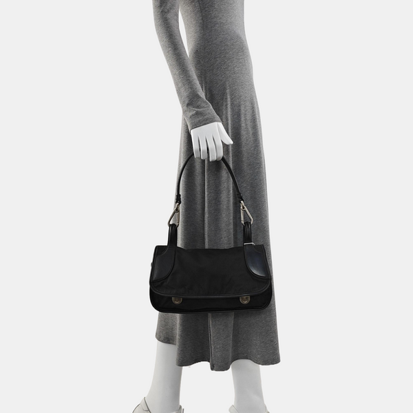 Nylon Top Handle Bag Black
