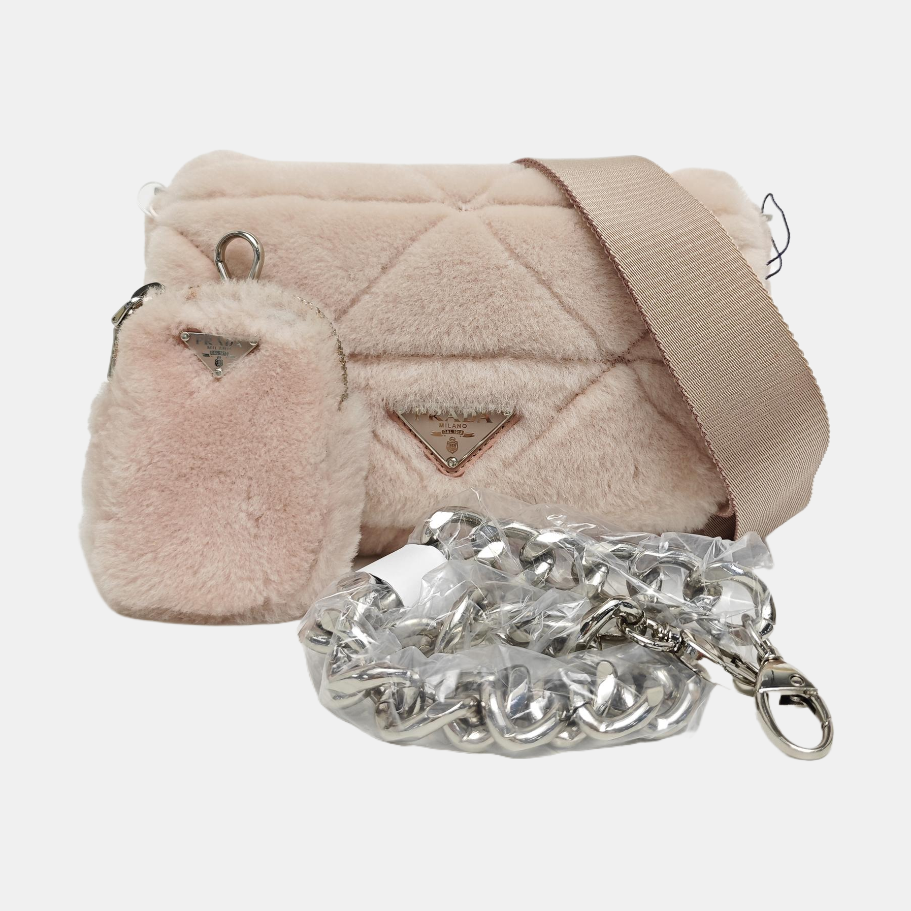 Fabric Shoulder Bag Pink