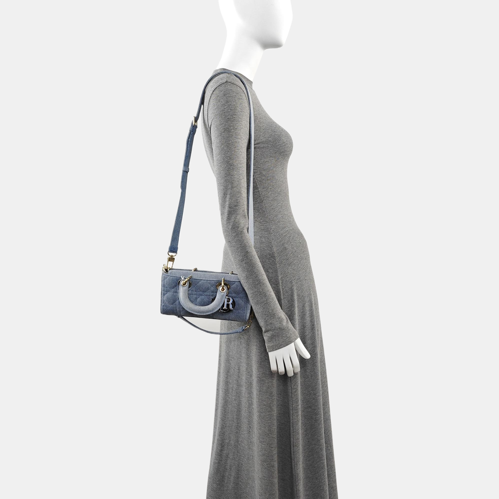 Lady D-Joy Small Cannage Denim Blue