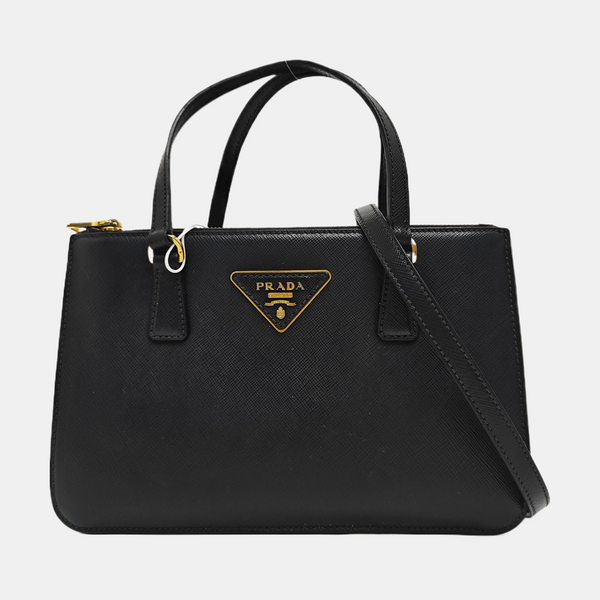 Galleria Small Saffiano Calfskin Black