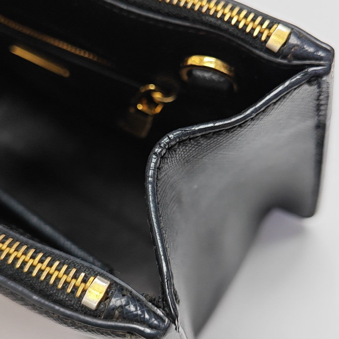 Galleria Small Saffiano Calfskin Black