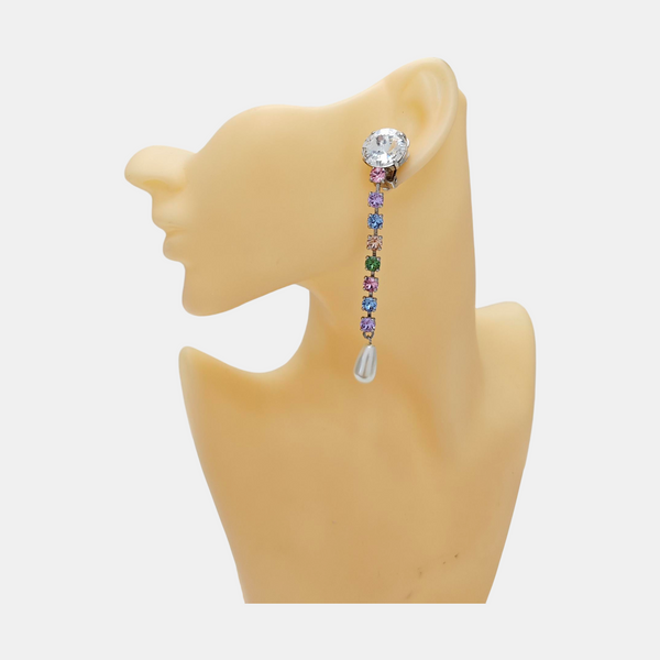 Silver-tone Metal Synthetic Crystal Silver Earring