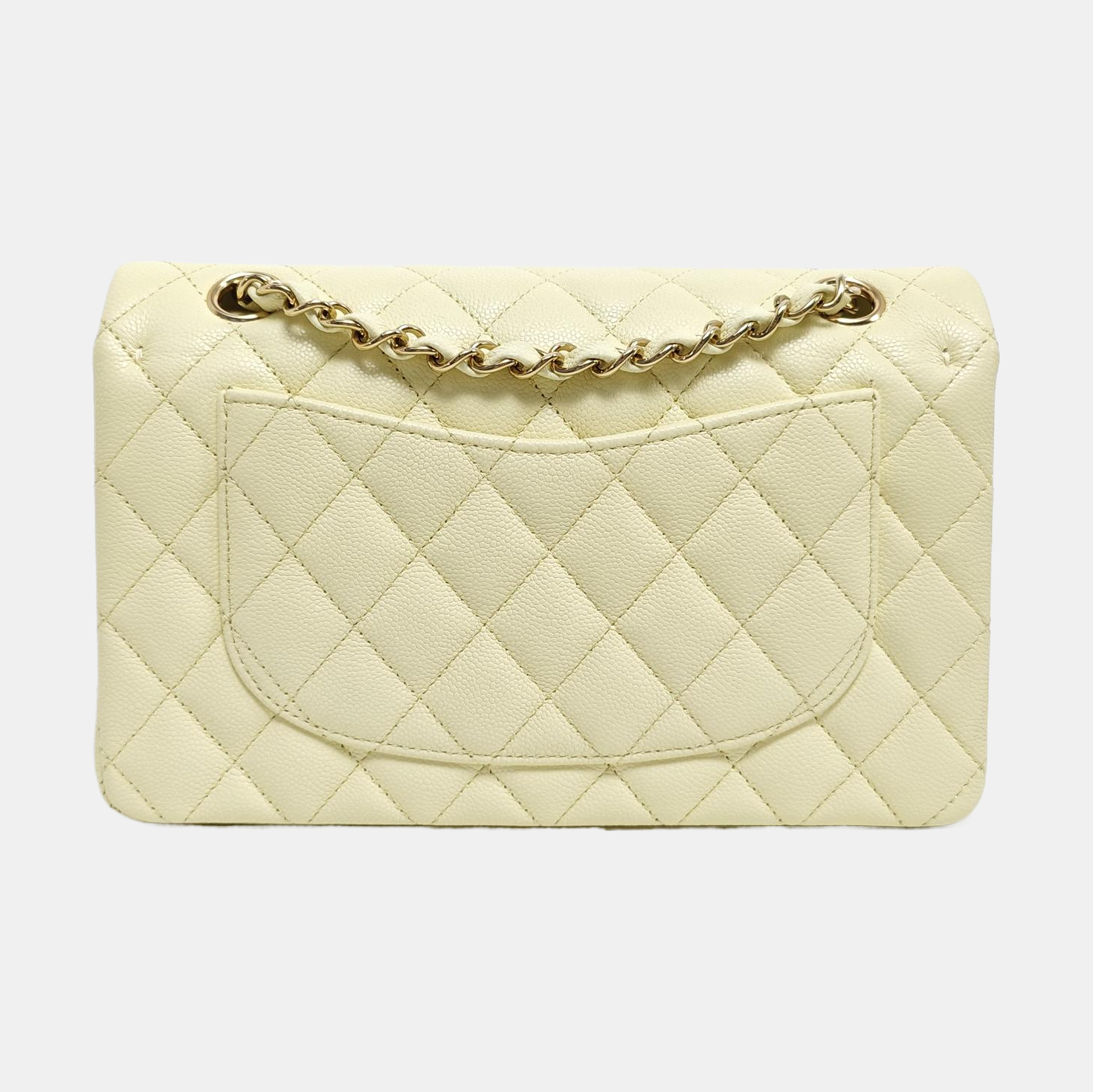 CLASSIC FLAP Small Quilted Grained Calfskin Yellow