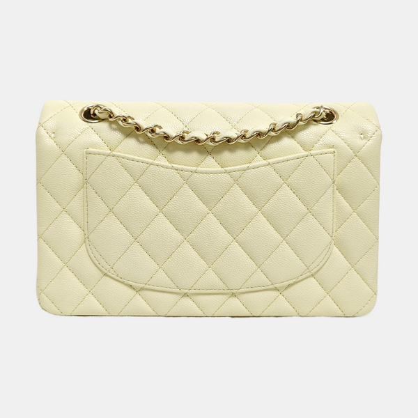 CLASSIC FLAP Small Quilted Grained Calfskin Yellow
