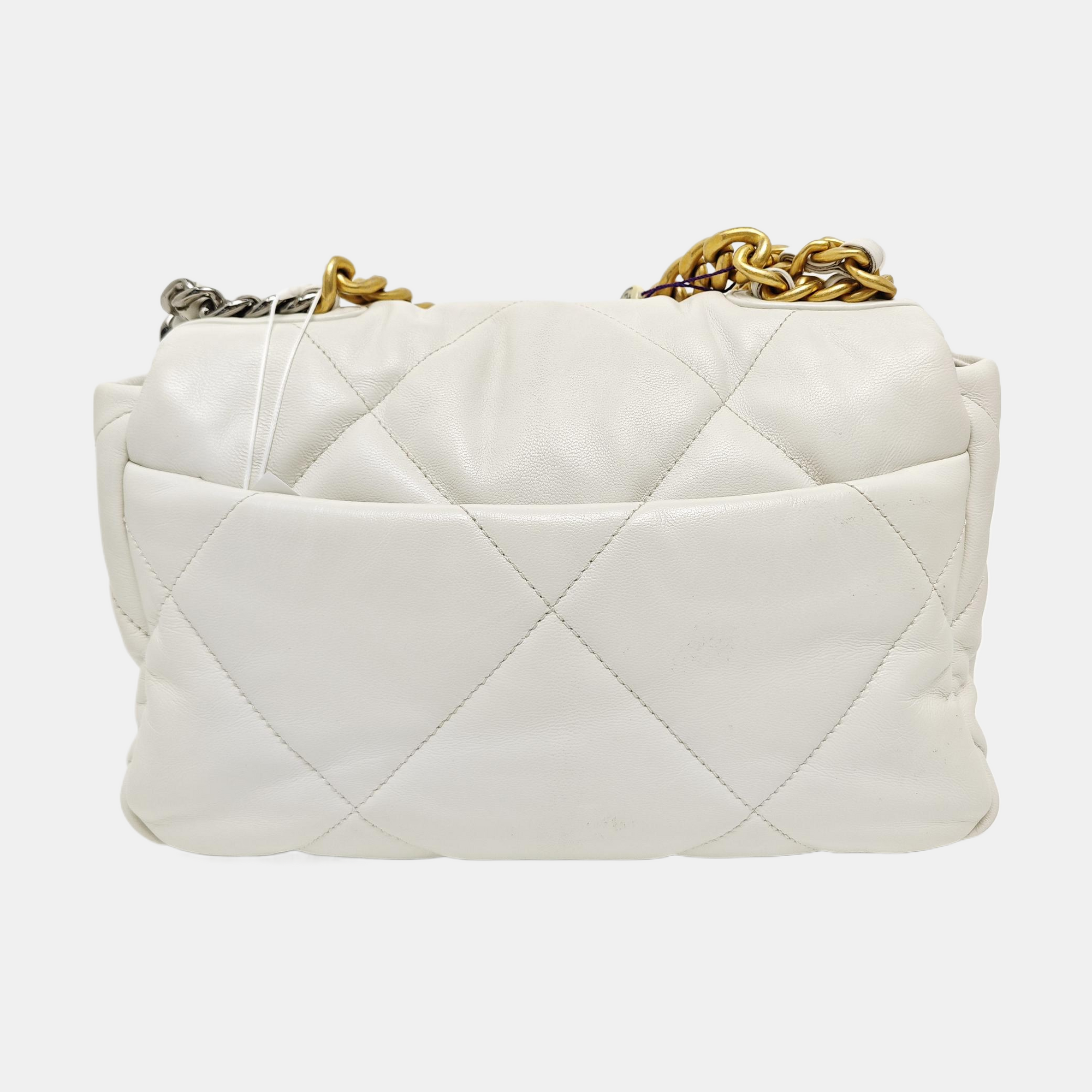 CHANEL 19 Small Quilted Lambskin White