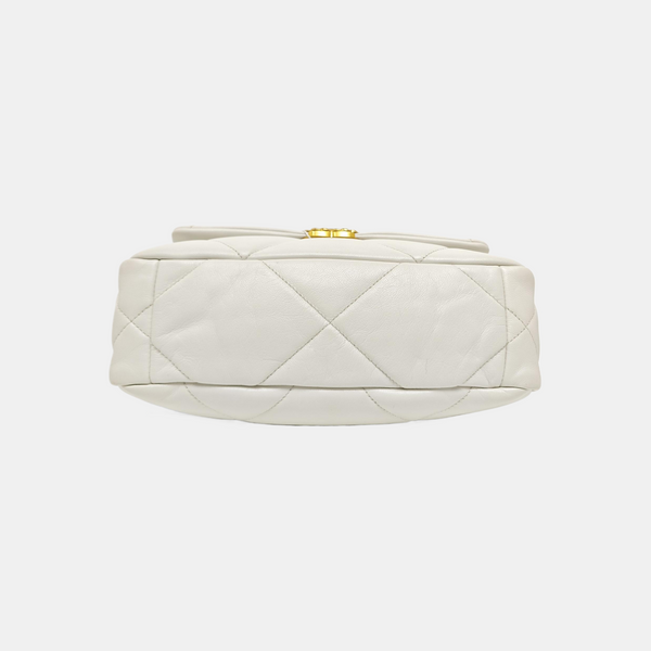 CHANEL 19 Small Quilted Lambskin White