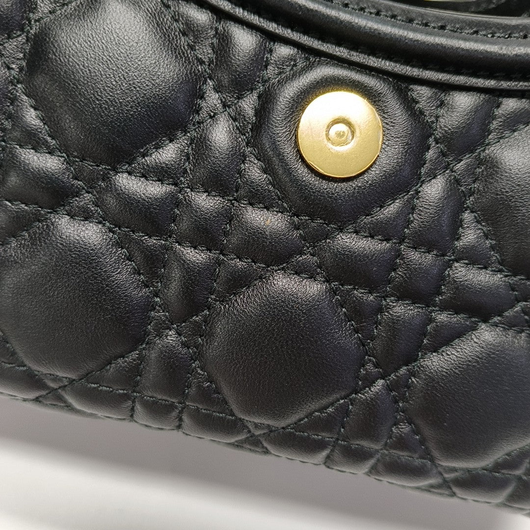 Jolie Top Handle Mini Cannage Lambskin Black