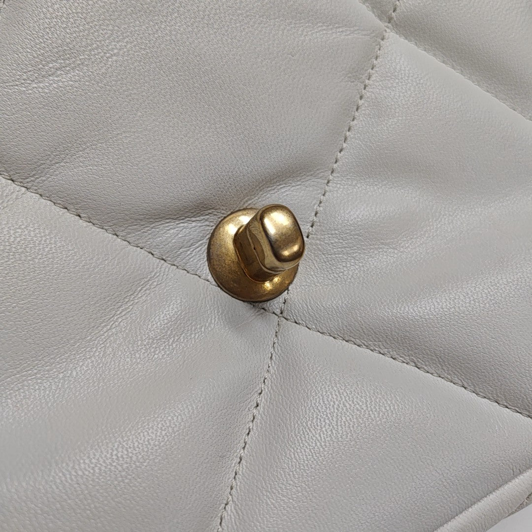 CHANEL 19 Small Quilted Lambskin White