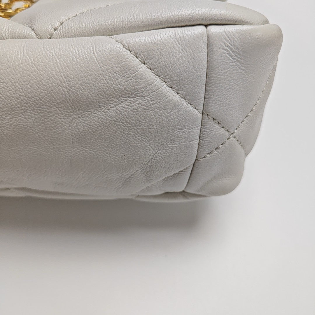CHANEL 19 Small Quilted Lambskin White
