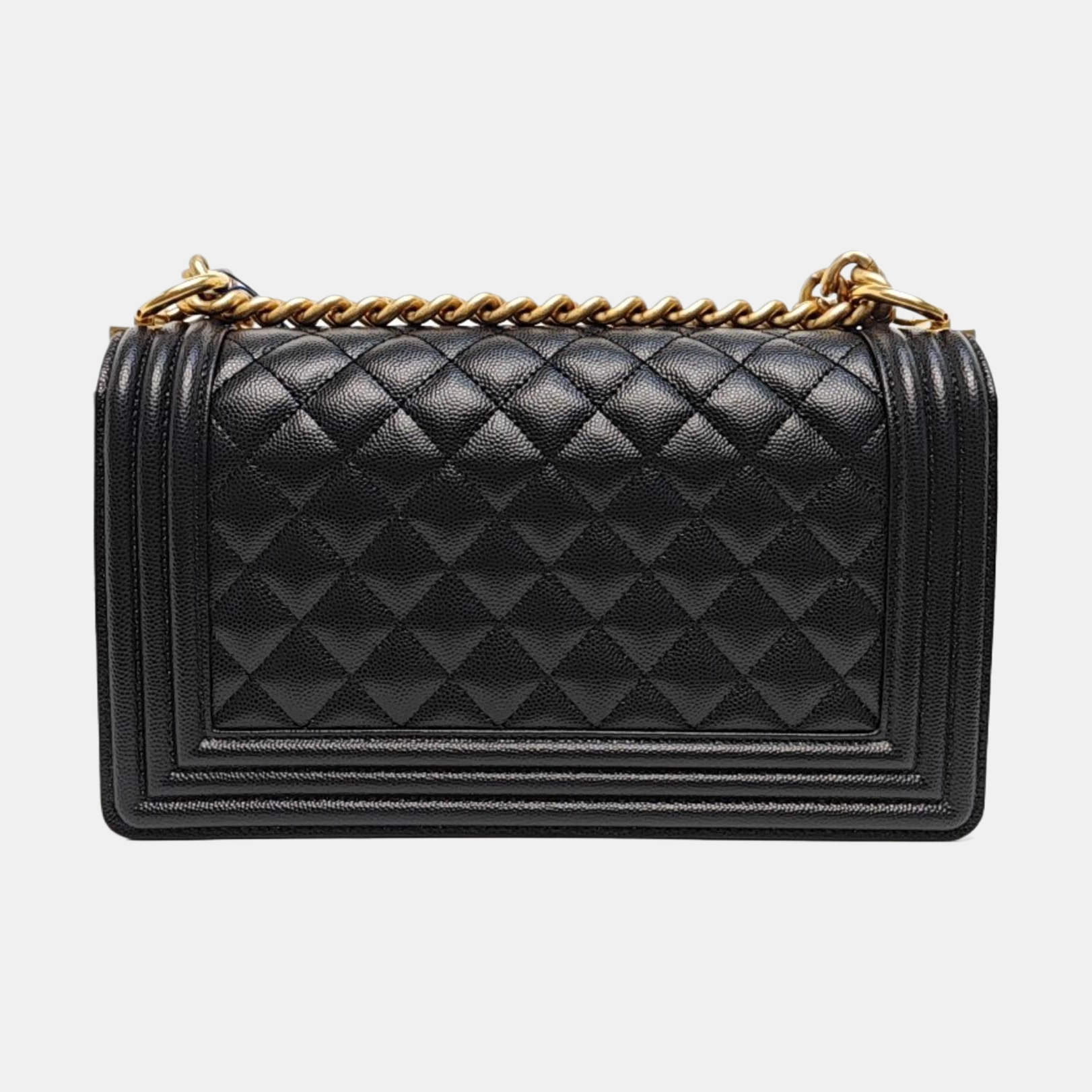 BOY CHANEL Medium Quilted Grained Calfskin Black