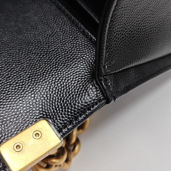 BOY CHANEL Medium Quilted Grained Calfskin Black