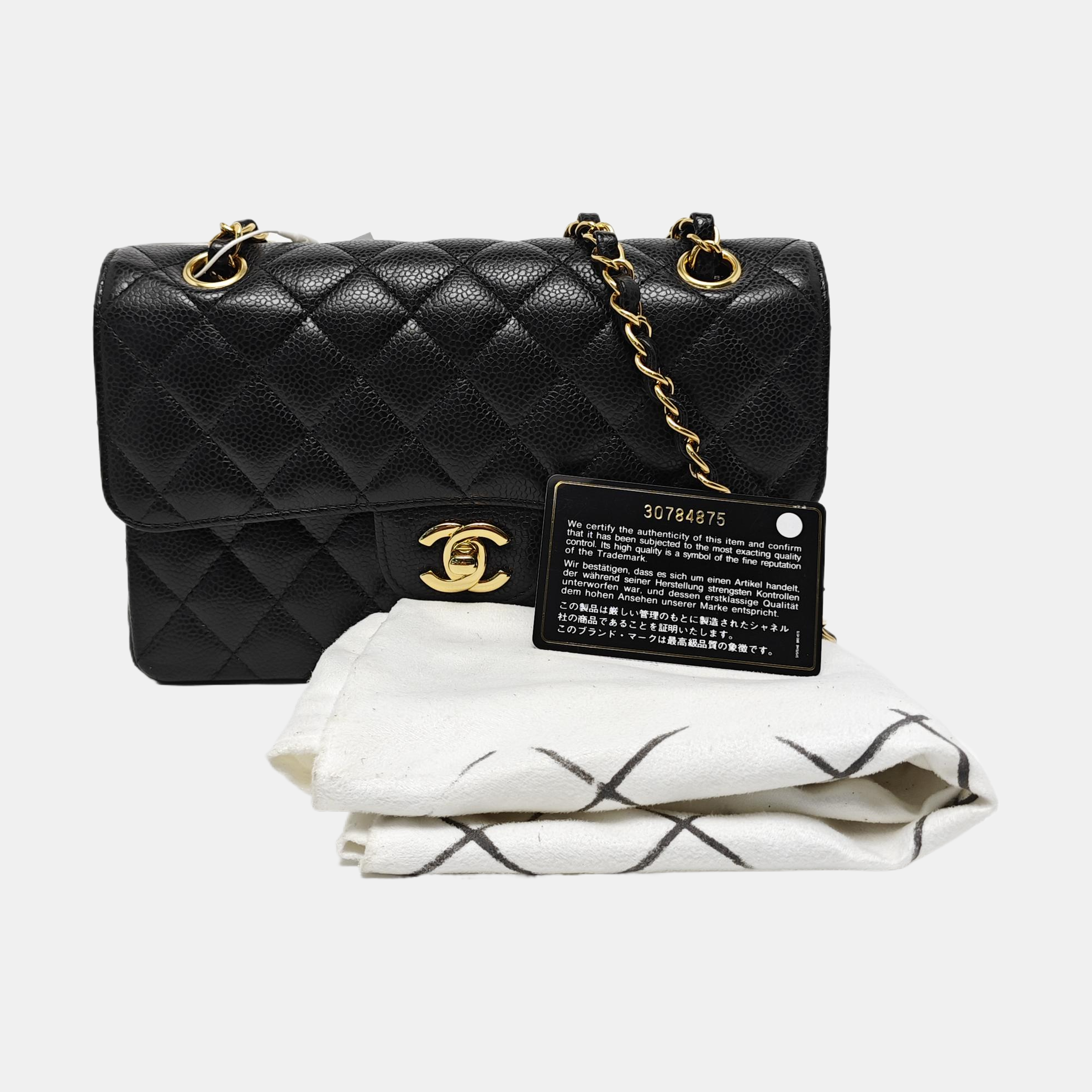 CLASSIC FLAP Small Quilted Grained Calfskin Black