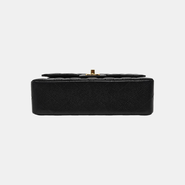 CLASSIC FLAP Small Quilted Grained Calfskin Black