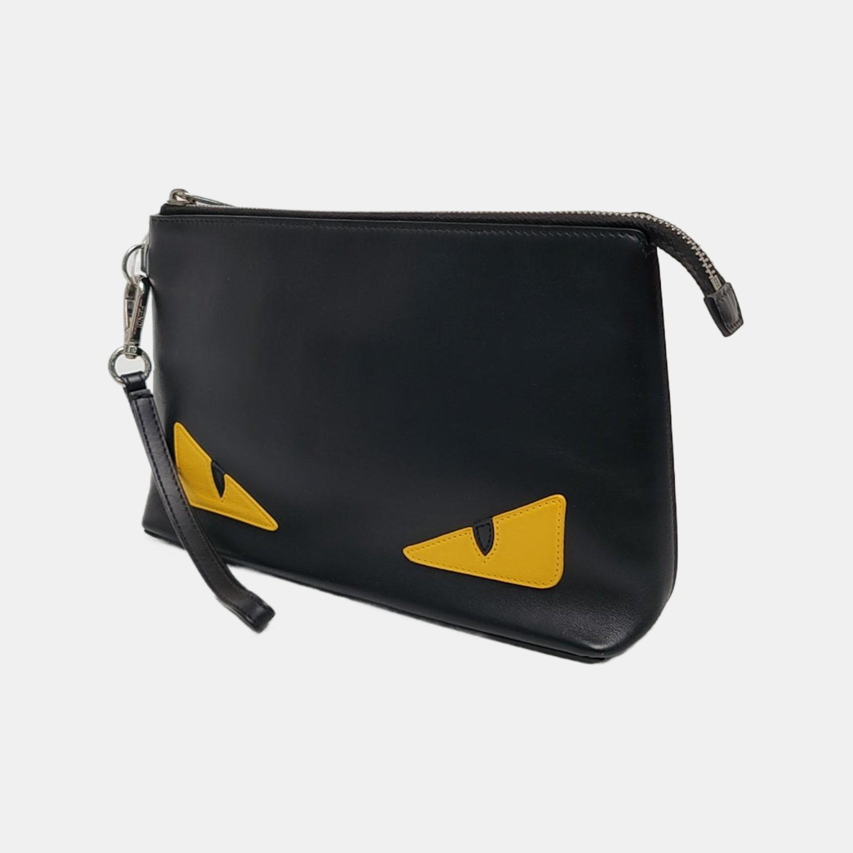 Calfskin Top Handle Bag Medium Black