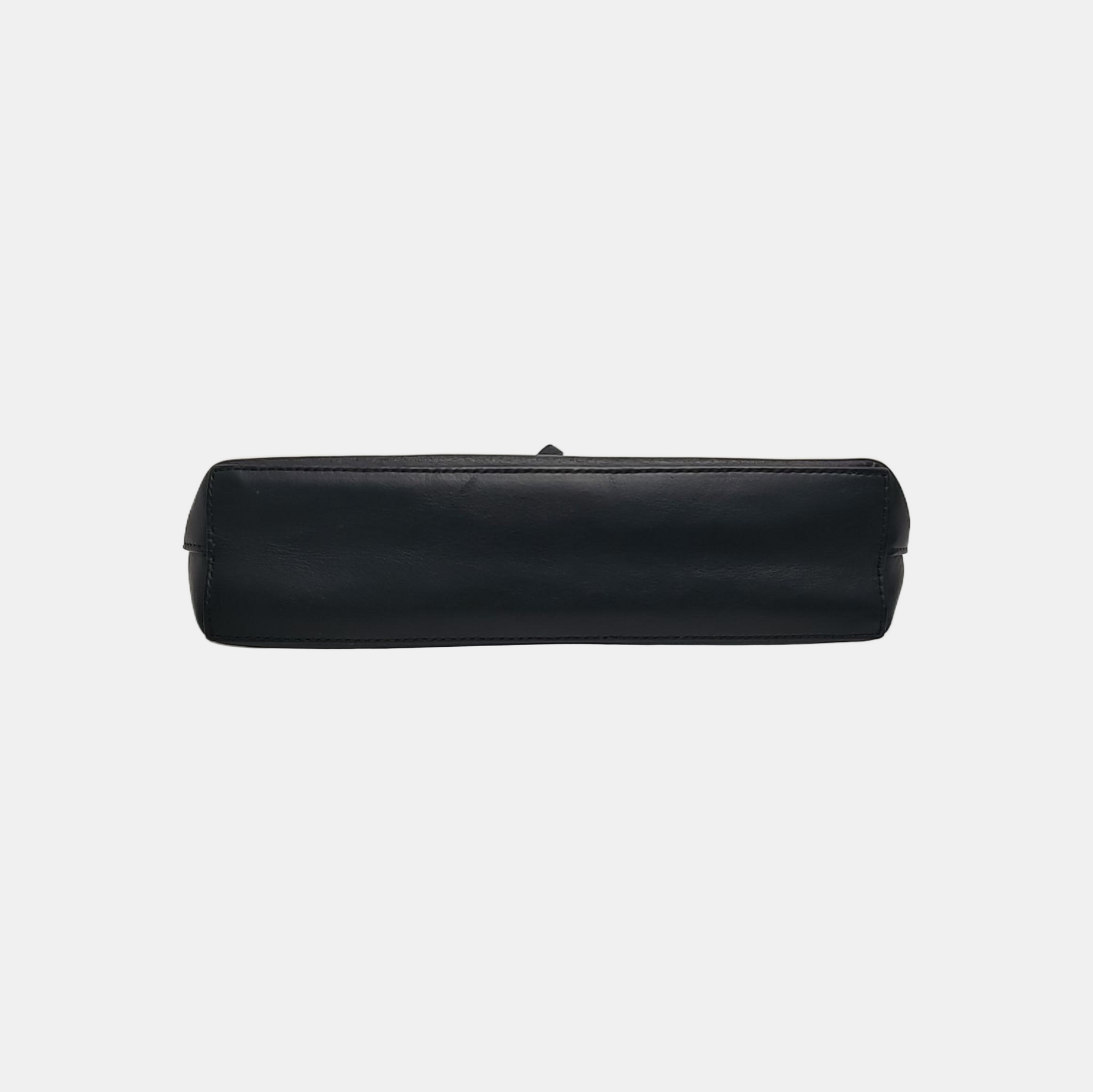 Calfskin Top Handle Bag Medium Black
