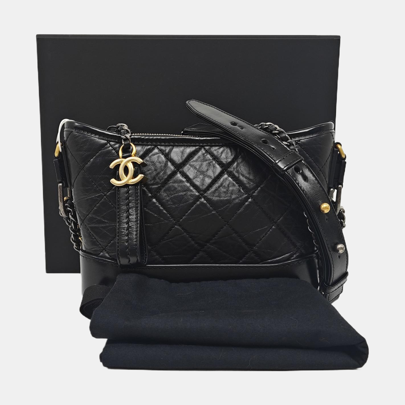 GABRIELLE Small Quilted Vintage Calf Black