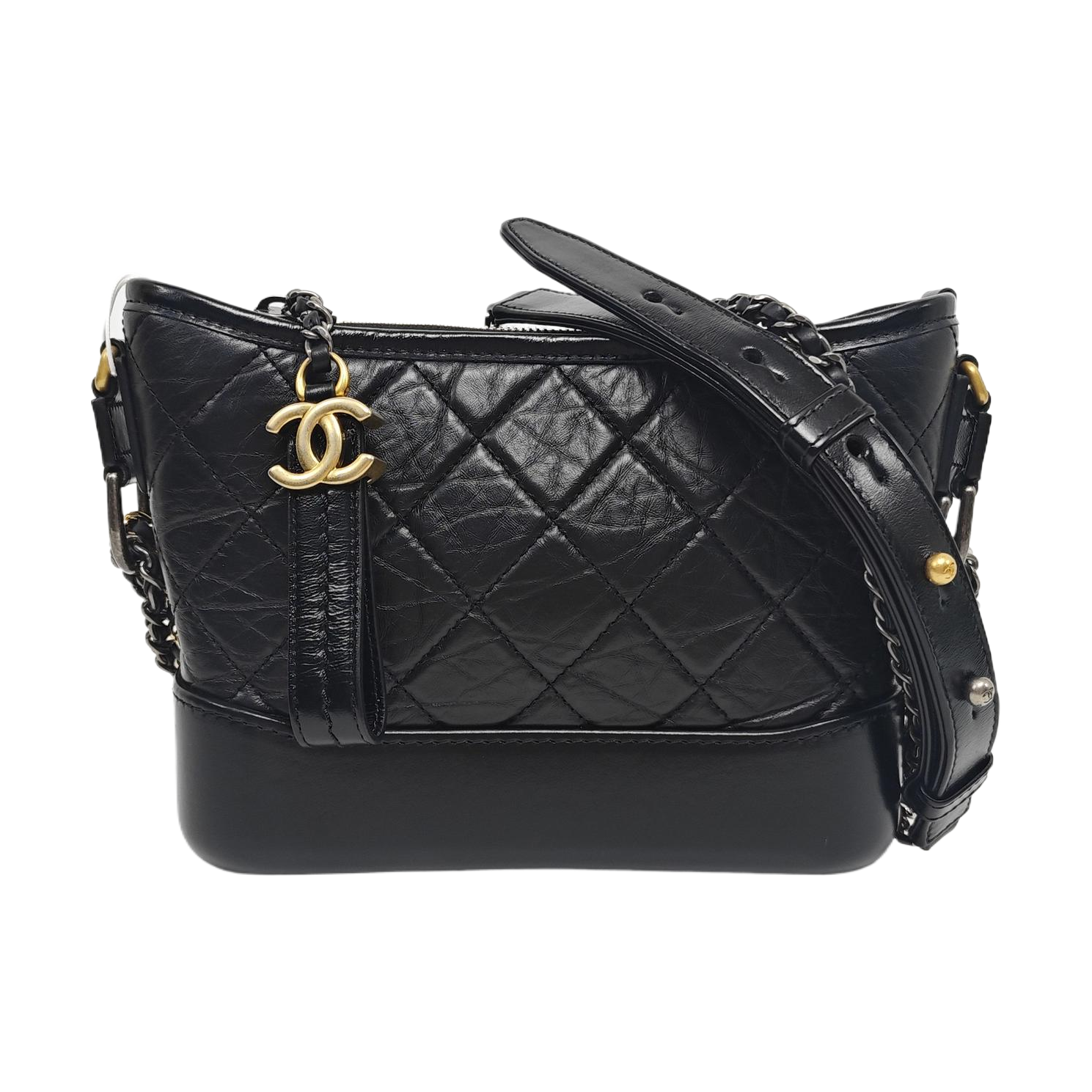 GABRIELLE Small Quilted Vintage Calf Black