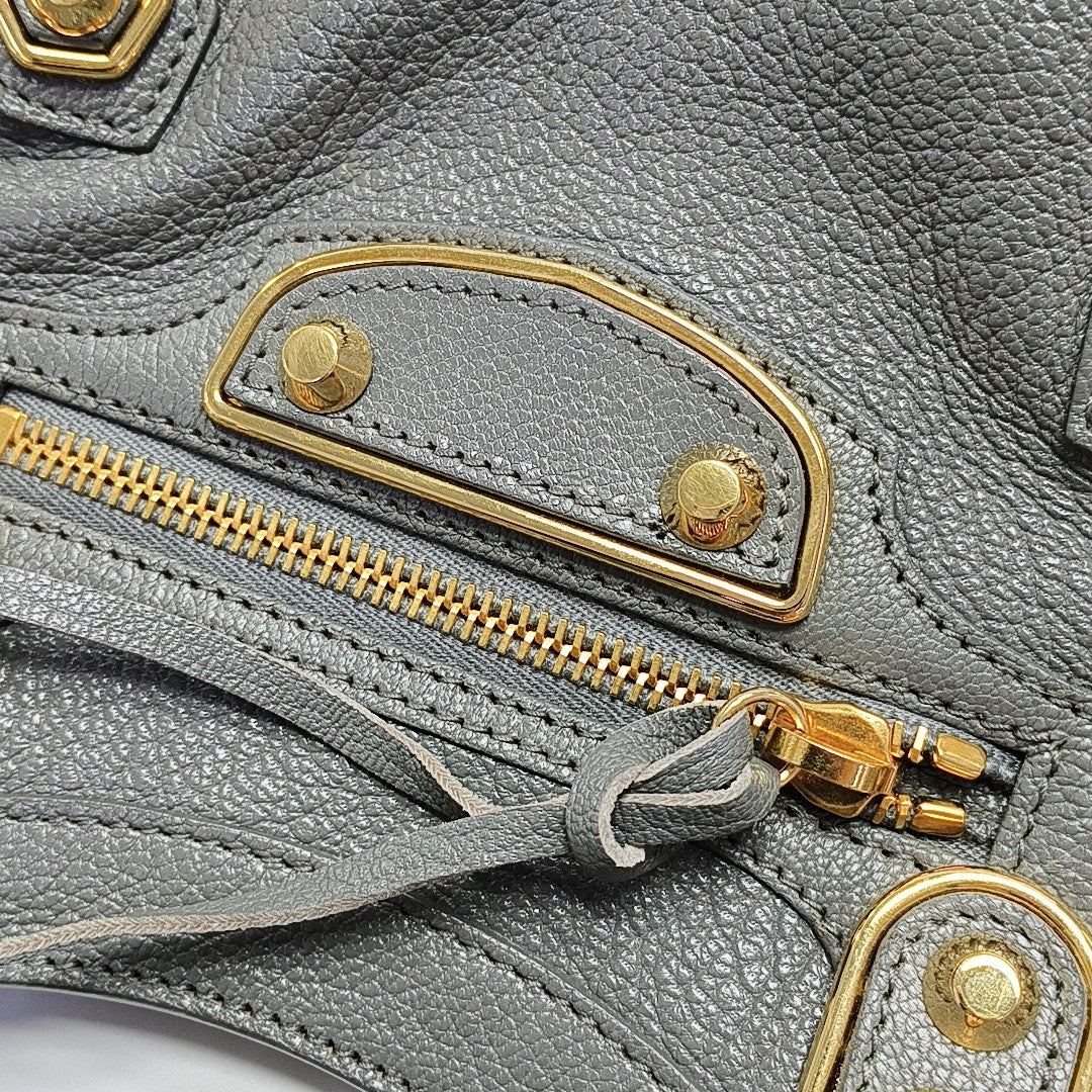 Classic Metallic Edge City Mini Lambskin Gray