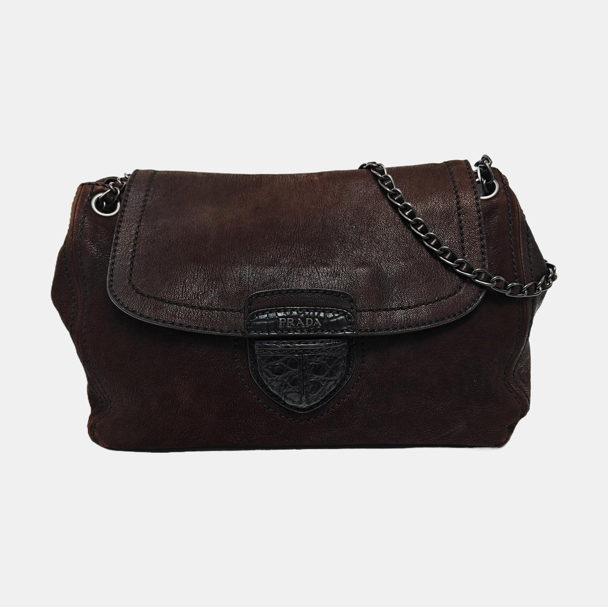 Calfskin Shoulder Bag Brown