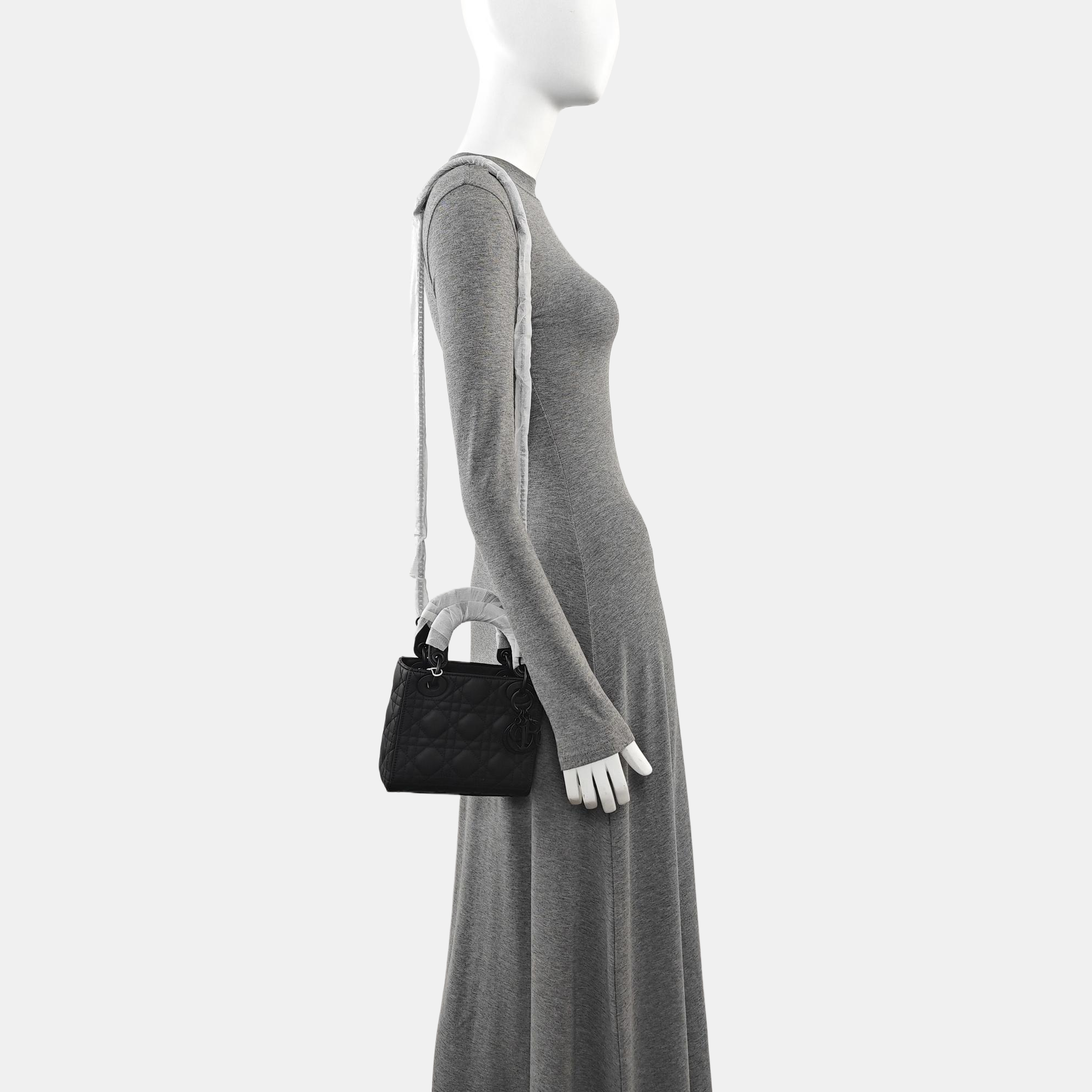 Lady Dior Mini Cannage Lambskin Black