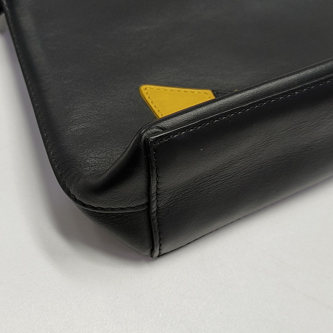 Calfskin Top Handle Bag Medium Black