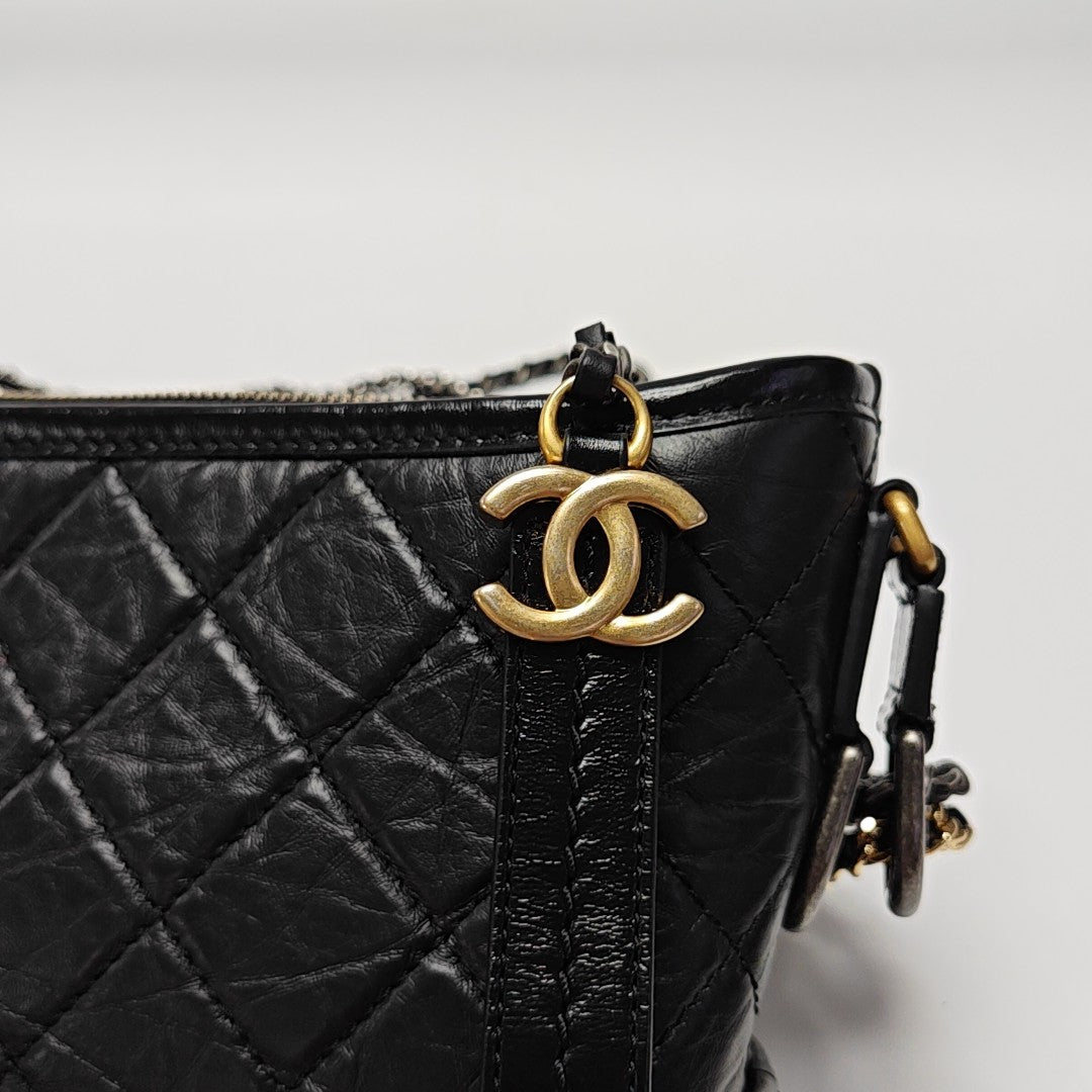GABRIELLE Small Quilted Vintage Calf Black