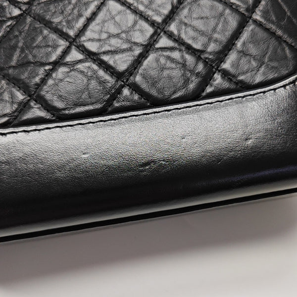 GABRIELLE Small Quilted Vintage Calf Black