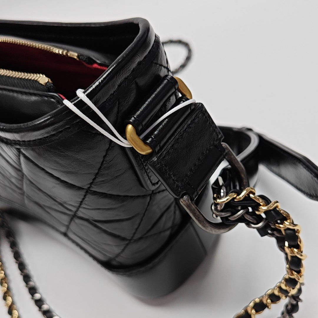 GABRIELLE Small Quilted Vintage Calf Black
