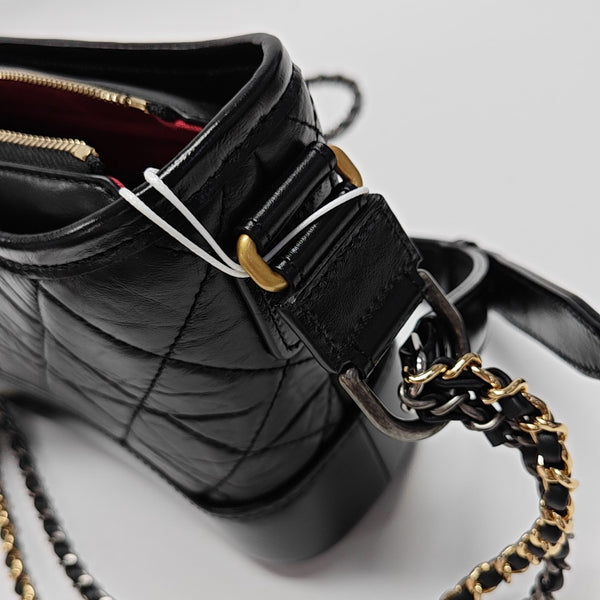 GABRIELLE Small Quilted Vintage Calf Black