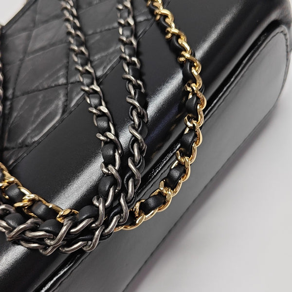 GABRIELLE Small Quilted Vintage Calf Black