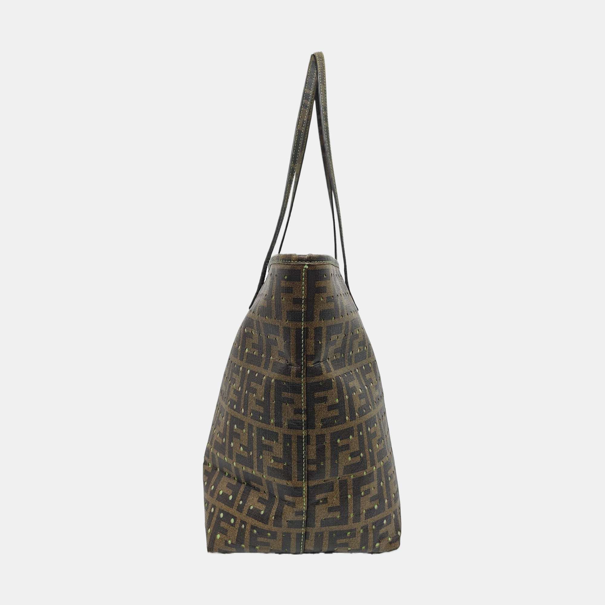 Coated Canvas Tote Bag Brown